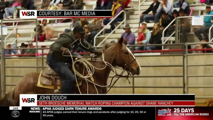 John Douch defeats Shane Hanchey in Seth Broesche Match Roping - Cowboy ...